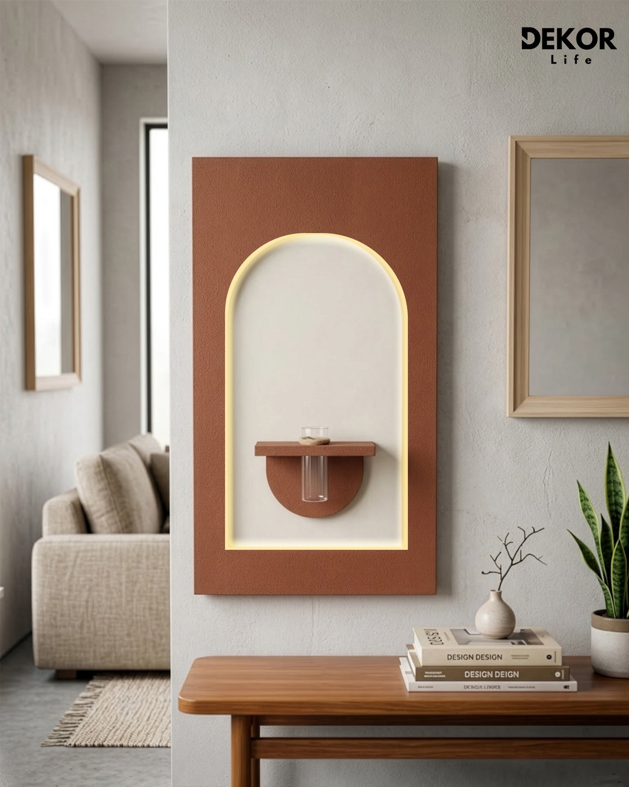 Dekor Fark 50x90 cm Oval LED'li Dekoratif Duvar Paneli - Gizli Aydınlatmalı - Model D041