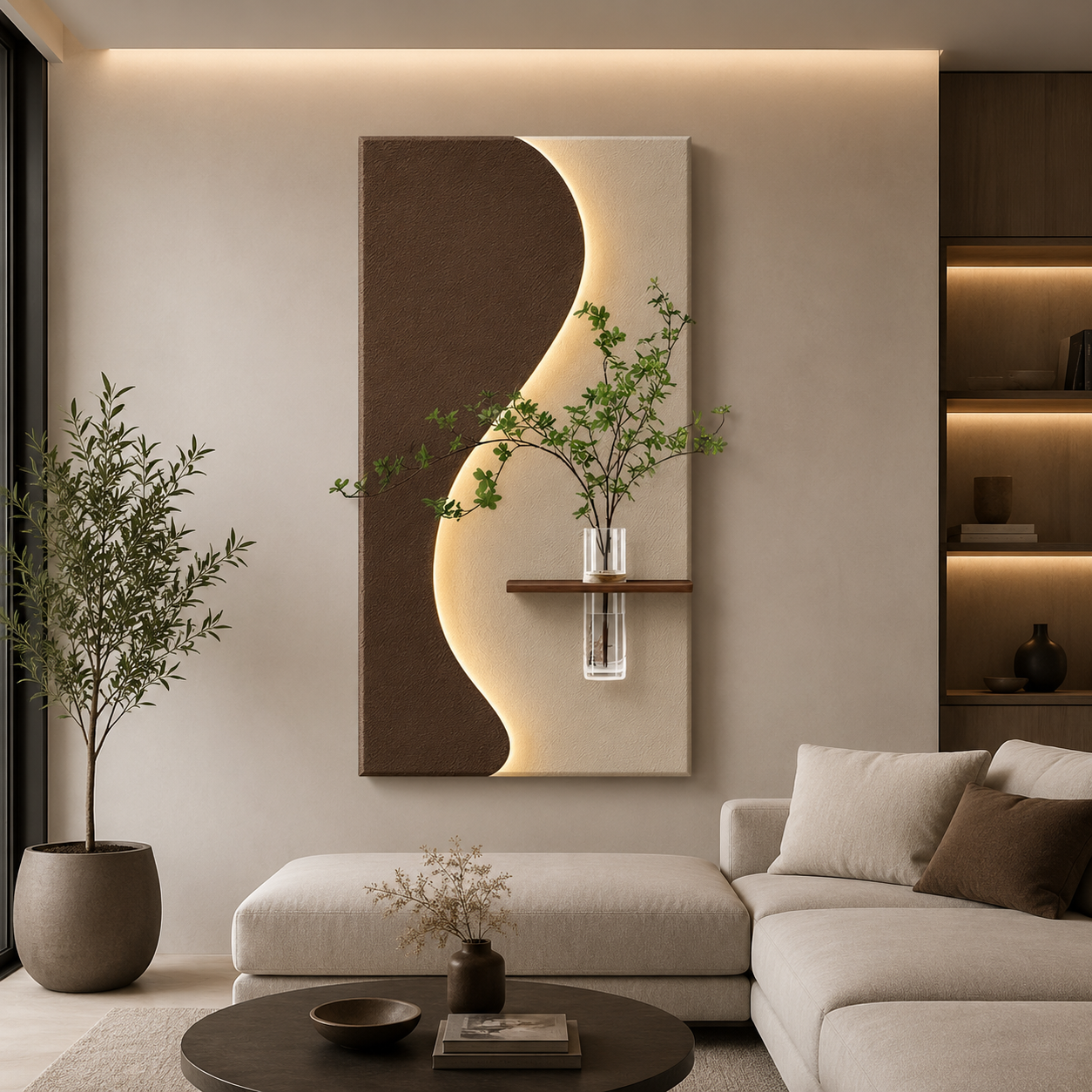 Dekor Fark 40x70 cm Pilli LED'li İskandinav Duvar Tablosu - Pütürlü Doku - Model D112