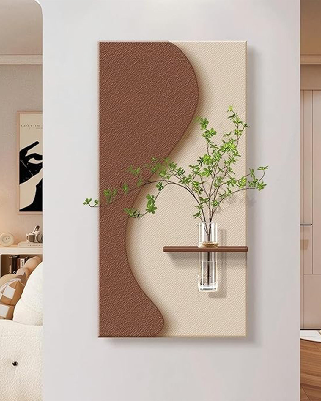 Dekor Fark 40x70 cm Pilli LED'li İskandinav Duvar Tablosu - Pütürlü Doku - Model D084