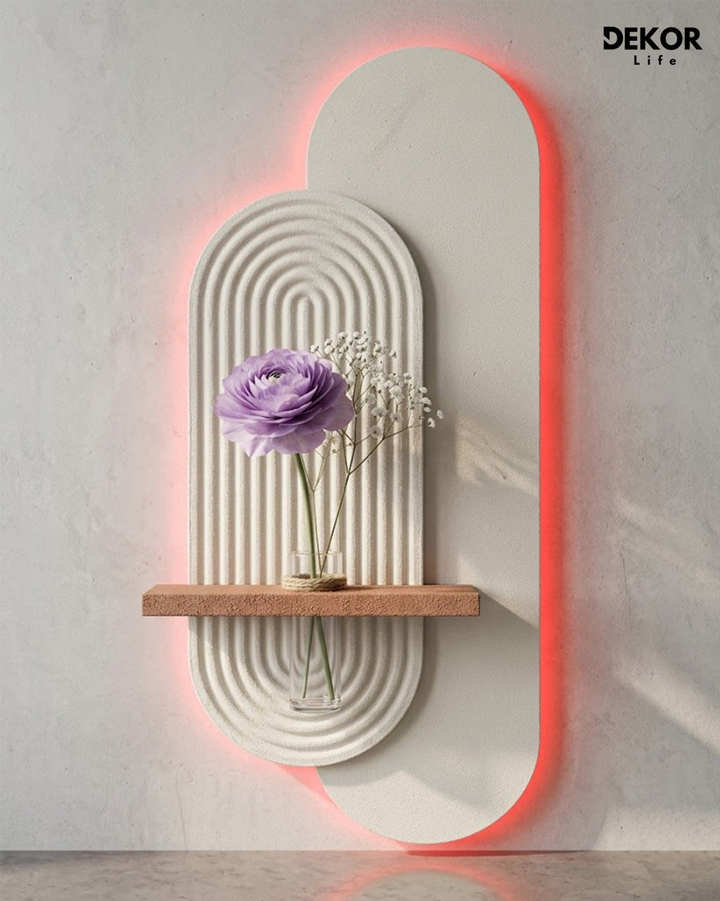 Dekor Fark 40x90 cm Oval LED'li Dekoratif Duvar Paneli - Gizli Aydınlatmalı - Model D007