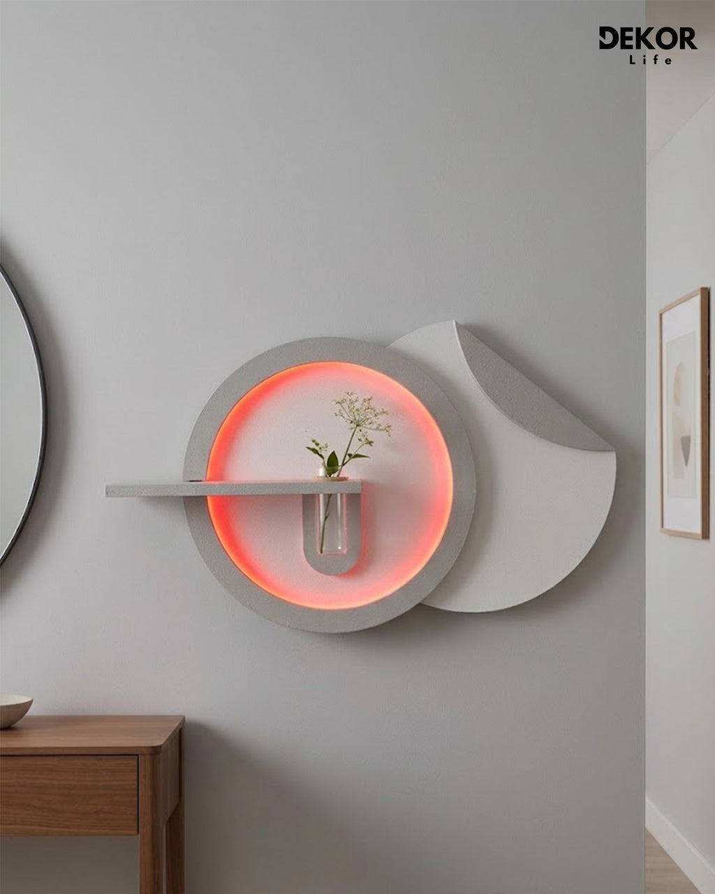 Dekor Fark 50x85 cm Oval LED'li Dekoratif Duvar Paneli - Gizli Aydınlatmalı - Model D032