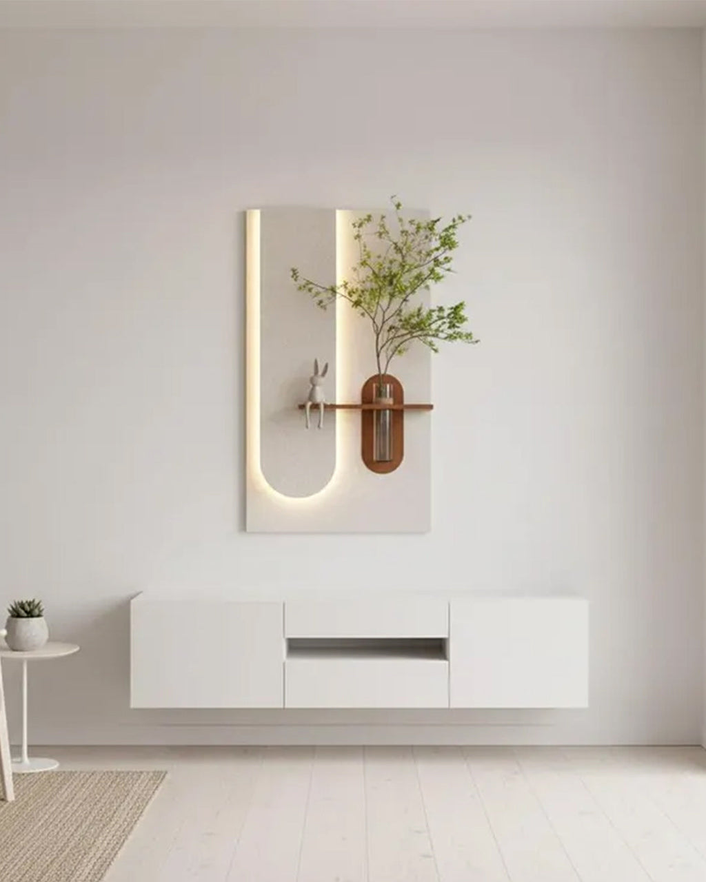 Dekor Fark 40x70 cm Pilli LED'li İskandinav Duvar Tablosu - Pütürlü Doku - Model D094