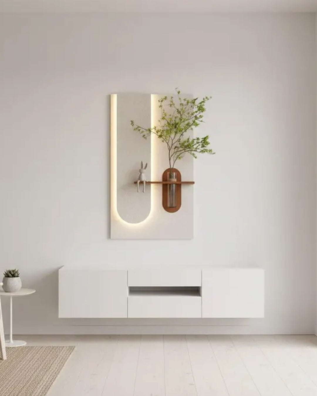 Dekor Fark 40x70 cm Pilli LED'li İskandinav Duvar Tablosu - Pütürlü Doku - Model D094