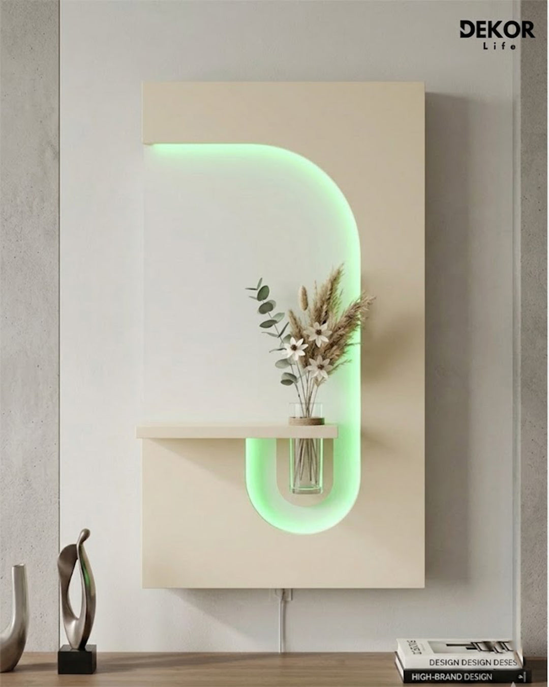 Dekor Fark 50x90 cm Oval LED'li Dekoratif Duvar Paneli - Gizli Aydınlatmalı - Model D055