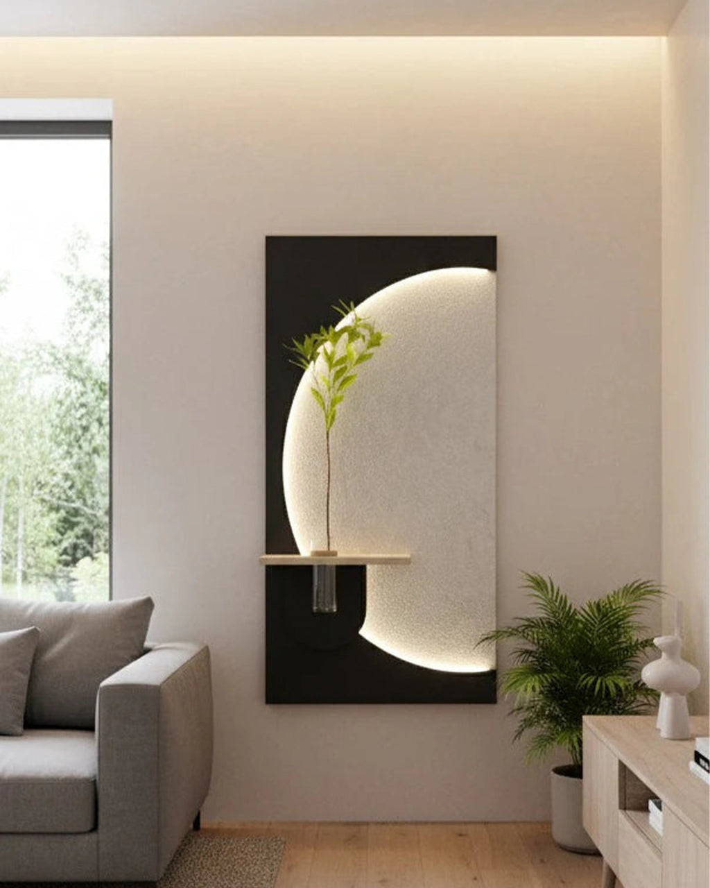 Dekor Fark 40x70 cm Pilli LED'li İskandinav Duvar Tablosu - Pütürlü Doku - Model D083