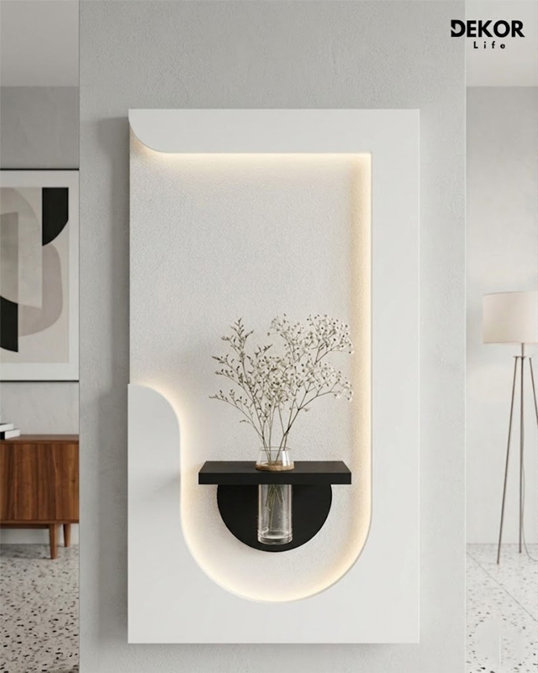 Dekor Fark 50x90 cm Oval LED'li Dekoratif Duvar Paneli - Gizli Aydınlatmalı - Model D051