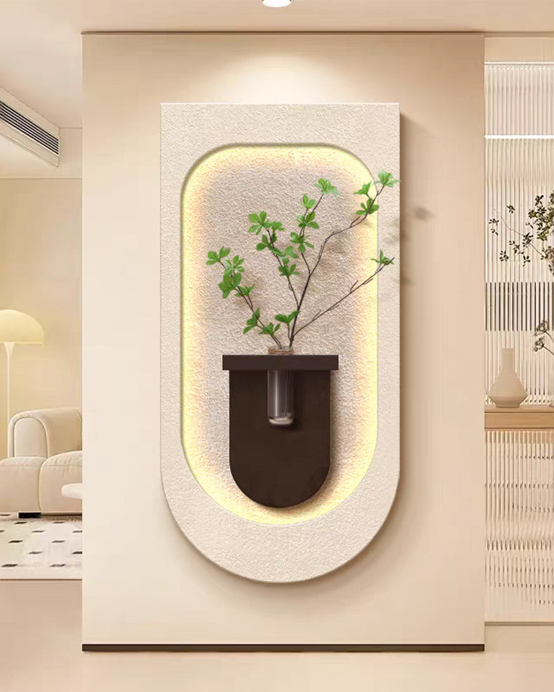 Dekor Fark 40x70 cm Pilli LED'li İskandinav Duvar Tablosu - Pütürlü Doku - Model D101