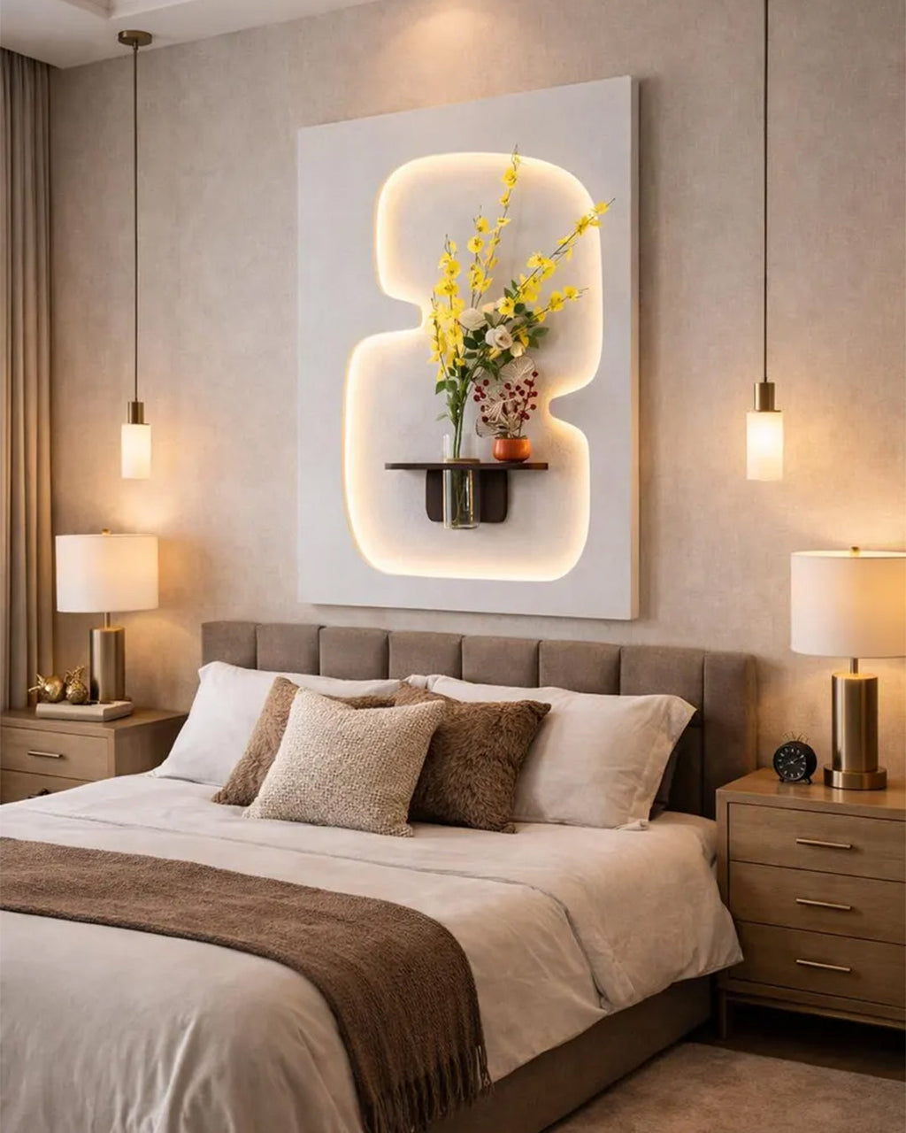 Dekor Fark 40x70 cm Pilli LED'li İskandinav Duvar Tablosu - Pütürlü Doku - Model D093