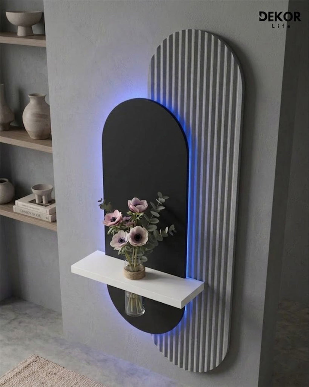 Dekor Fark 40x90 cm Oval LED'li Dekoratif Duvar Paneli - Gizli Aydınlatmalı - Model D018