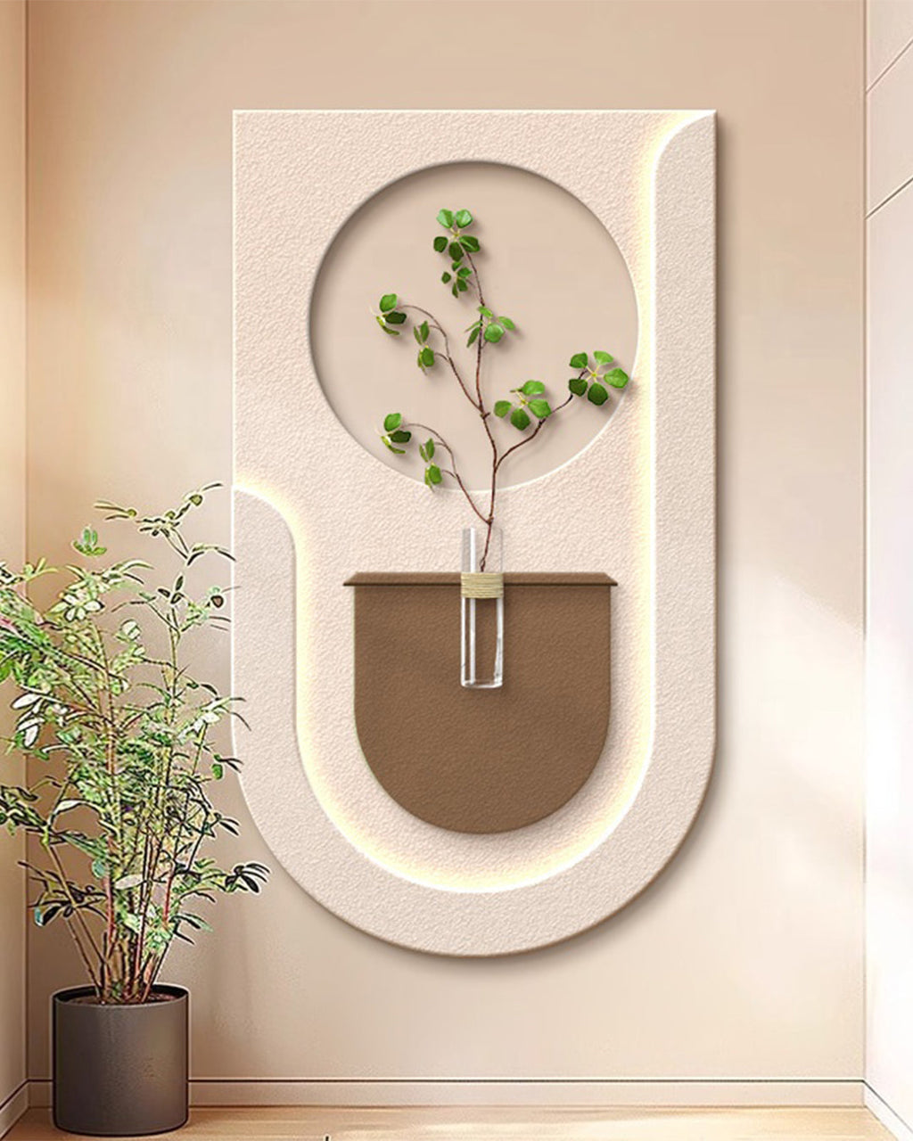 Dekor Fark 40x70 cm Pilli LED'li İskandinav Duvar Tablosu - Pütürlü Doku - Model D075