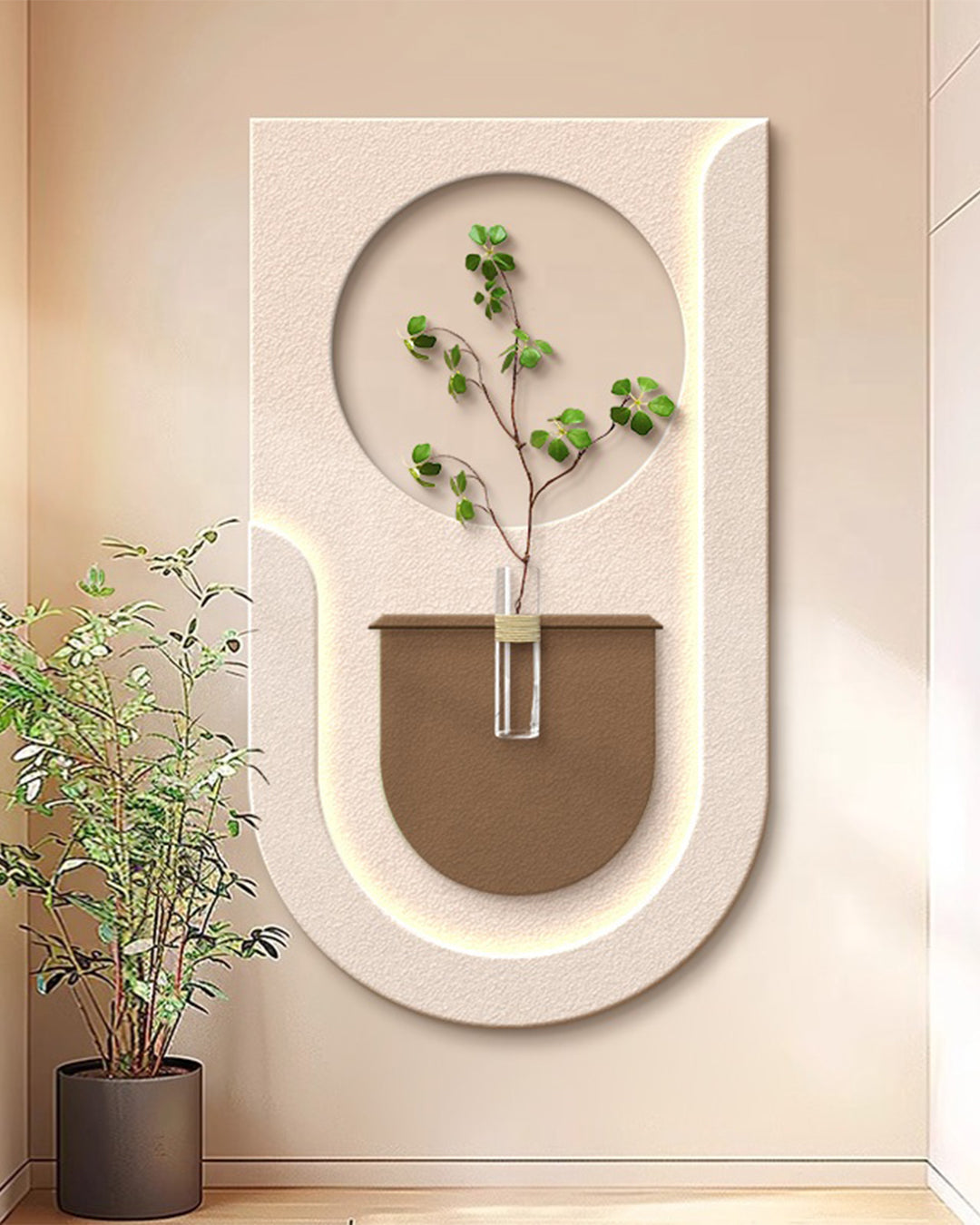 Dekor Fark 40x70 cm Pilli LED'li İskandinav Duvar Tablosu - Pütürlü Doku - Model D075