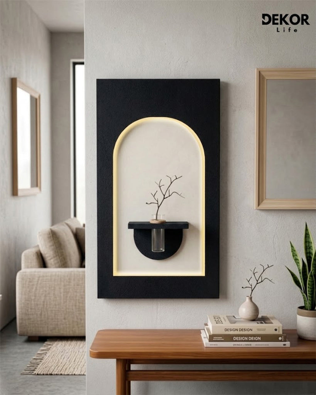 Dekor Fark 50x90 cm Oval LED'li Dekoratif Duvar Paneli - Gizli Aydınlatmalı - Model D046