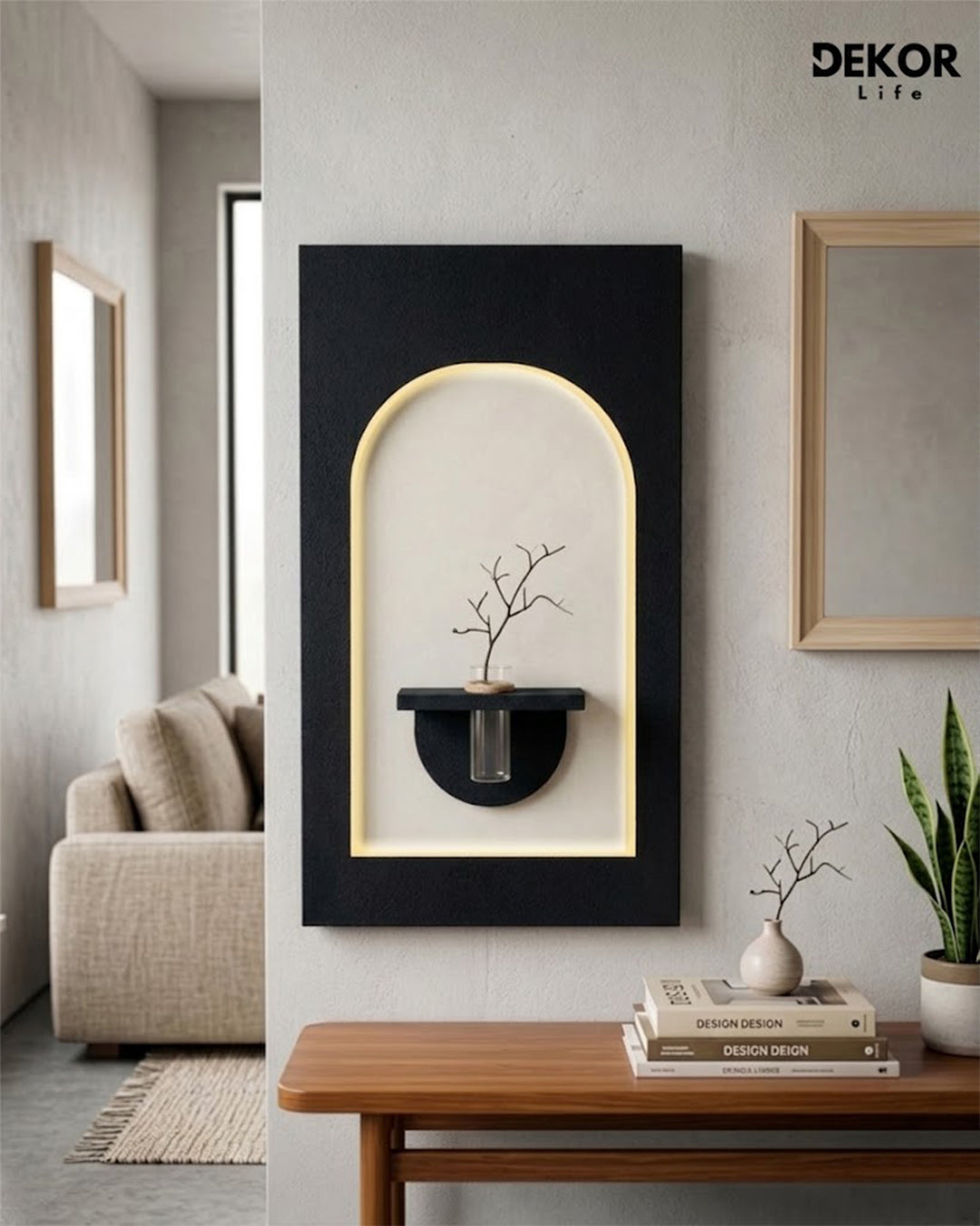 Dekor Fark 50x90 cm Oval LED'li Dekoratif Duvar Paneli - Gizli Aydınlatmalı - Model D046