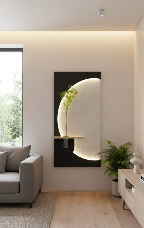 Dekor Fark 40x70 cm Pilli LED'li İskandinav Duvar Tablosu - Pütürlü Doku - Model D082