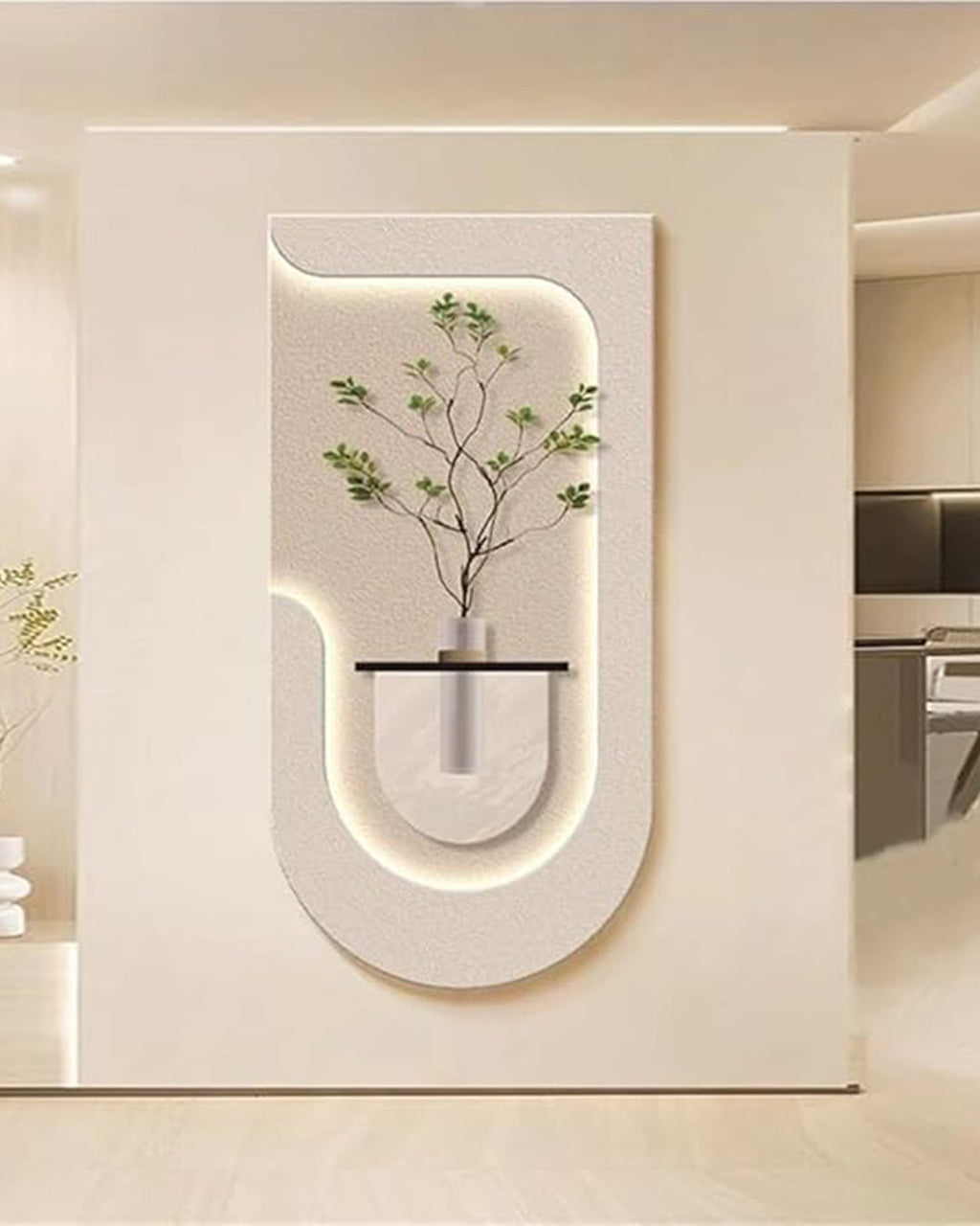 Dekor Fark 40x70 cm Pilli LED'li İskandinav Duvar Tablosu - Pütürlü Doku - Model D087