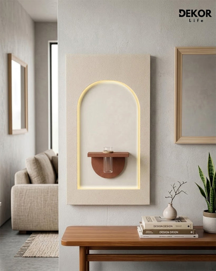 Dekor Fark 50x90 cm Oval LED'li Dekoratif Duvar Paneli - Gizli Aydınlatmalı - Model D048