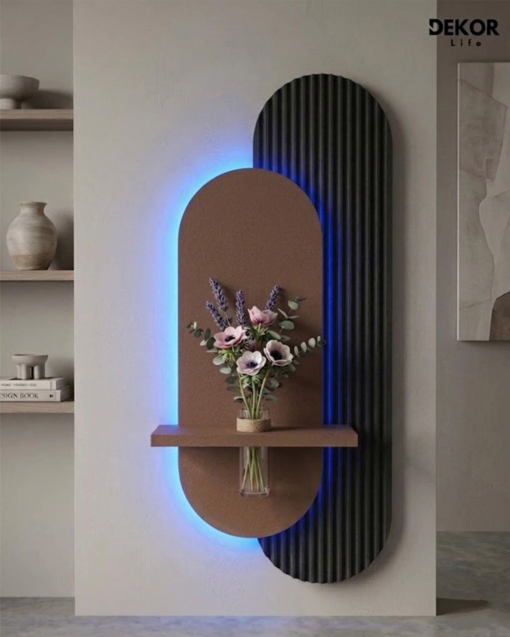 Dekor Fark 40x90 cm Oval LED'li Dekoratif Duvar Paneli - Gizli Aydınlatmalı - Model D010