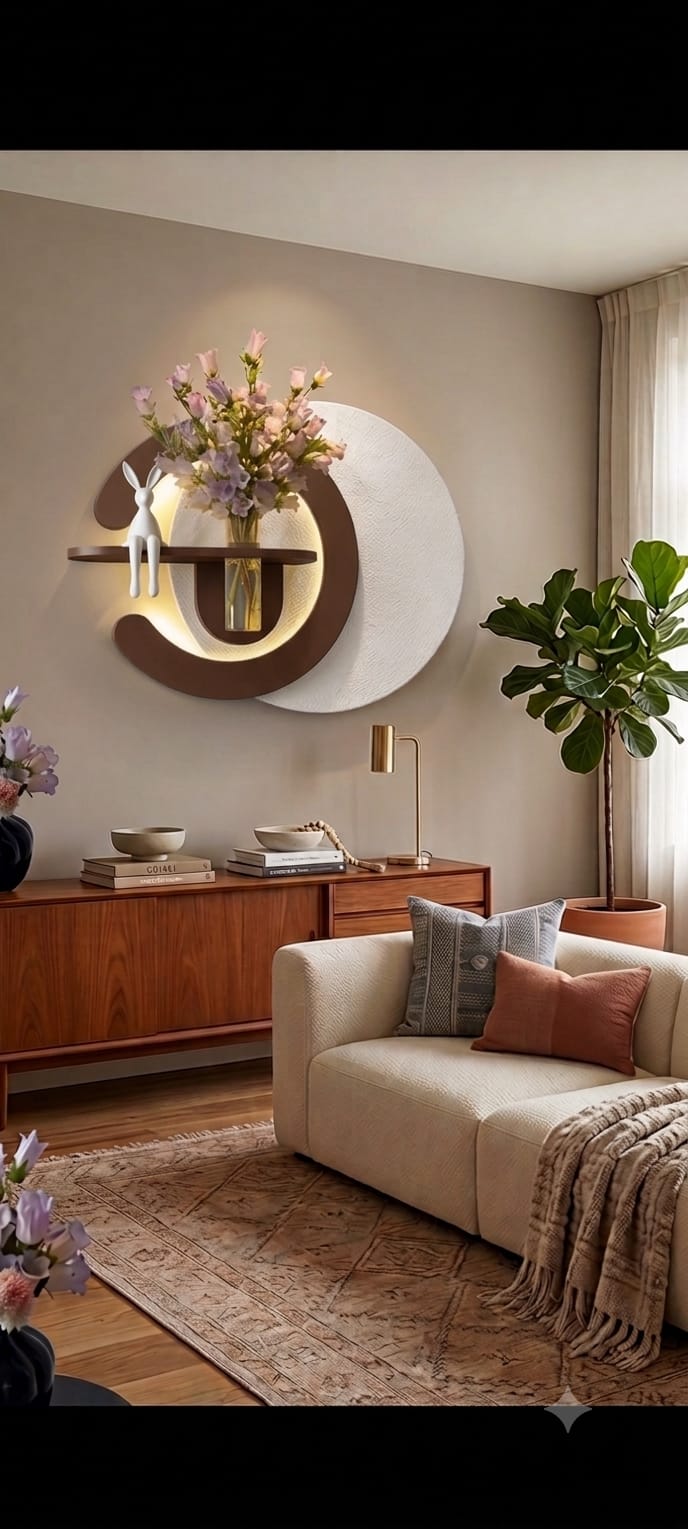 Dekor Fark 50x85 cm Oval LED'li Dekoratif Duvar Paneli - Gizli Aydınlatmalı - Model D036