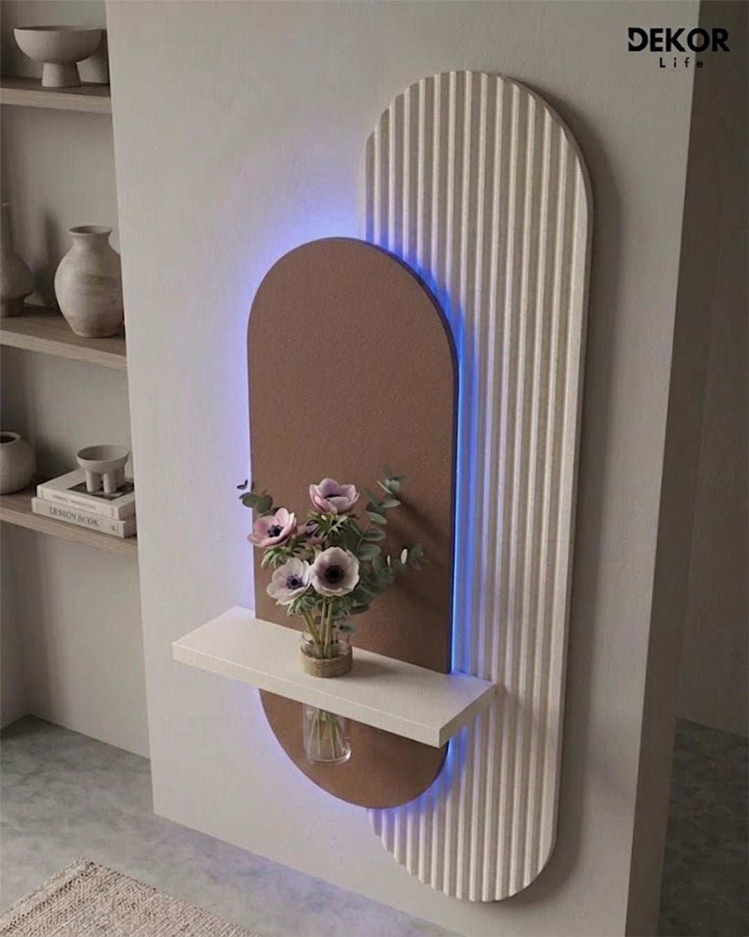 Dekor Fark 40x90 cm Oval LED'li Dekoratif Duvar Paneli - Gizli Aydınlatmalı - Model D015