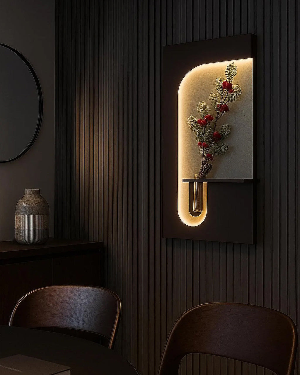 Dekor Fark 40x70 cm Pilli LED'li İskandinav Duvar Tablosu - Pütürlü Doku - Model D096