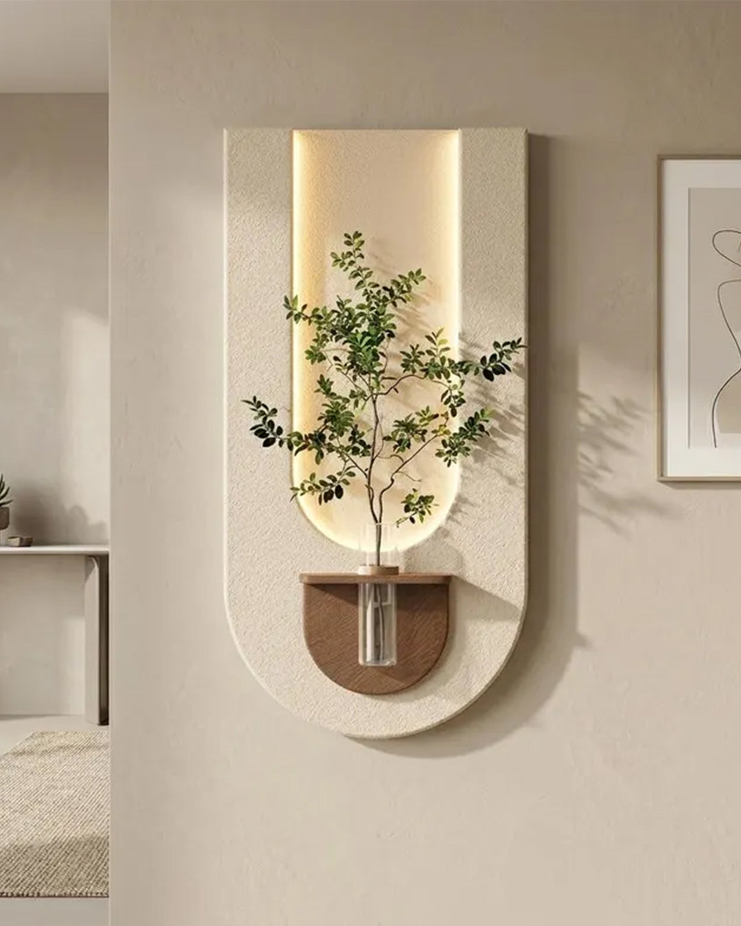 Dekor Fark 40x70 cm Pilli LED'li İskandinav Duvar Tablosu - Pütürlü Doku - Model D092