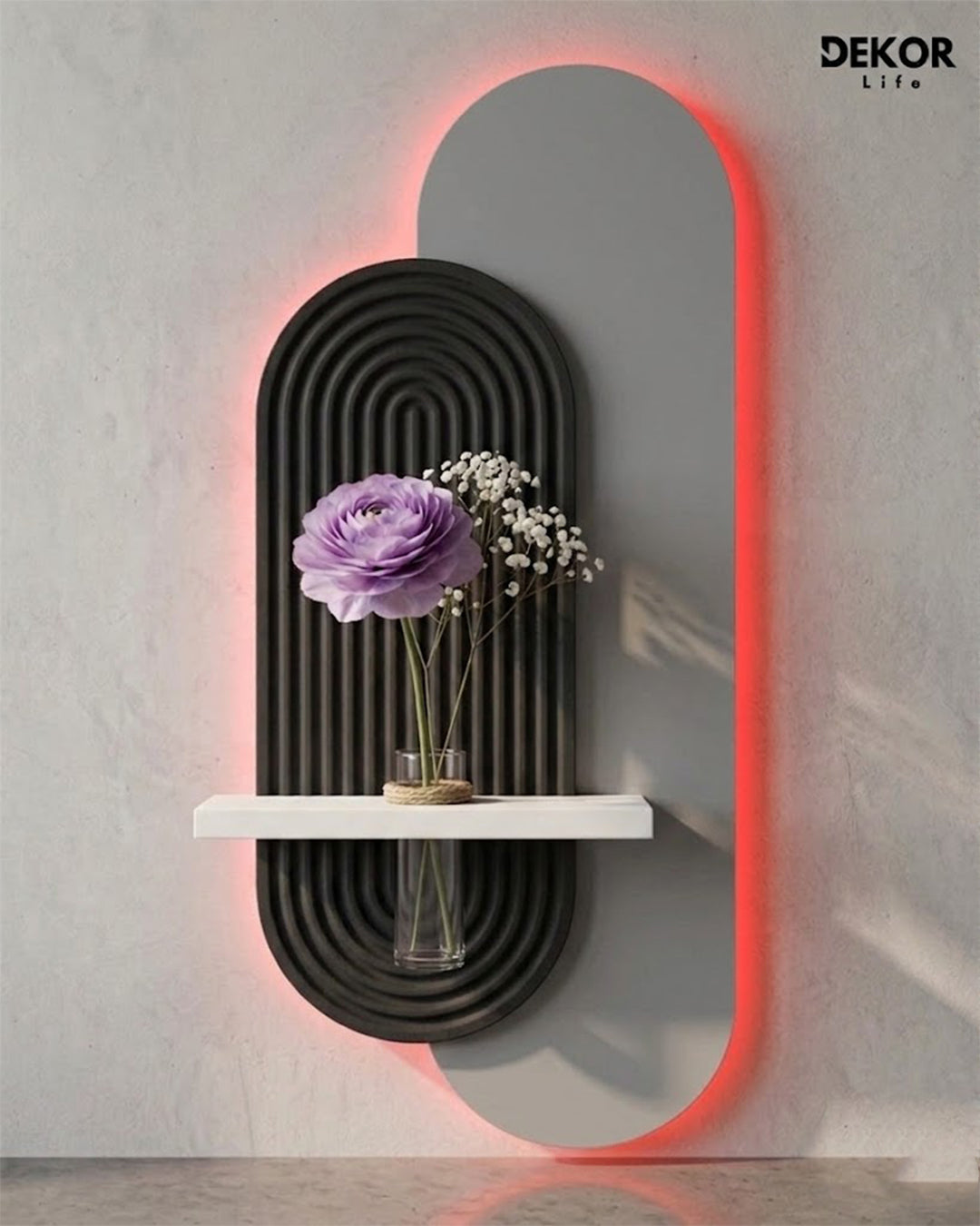 Dekor Fark 40x90 cm Oval LED'li Dekoratif Duvar Paneli - Gizli Aydınlatmalı - Model D021