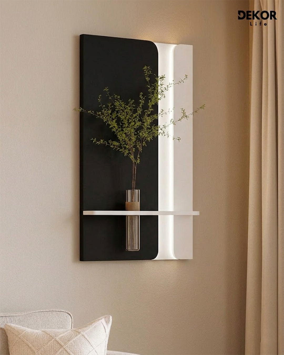 Dekor Fark 50x90 cm Oval LED'li Dekoratif Duvar Paneli - Gizli Aydınlatmalı - Model D058