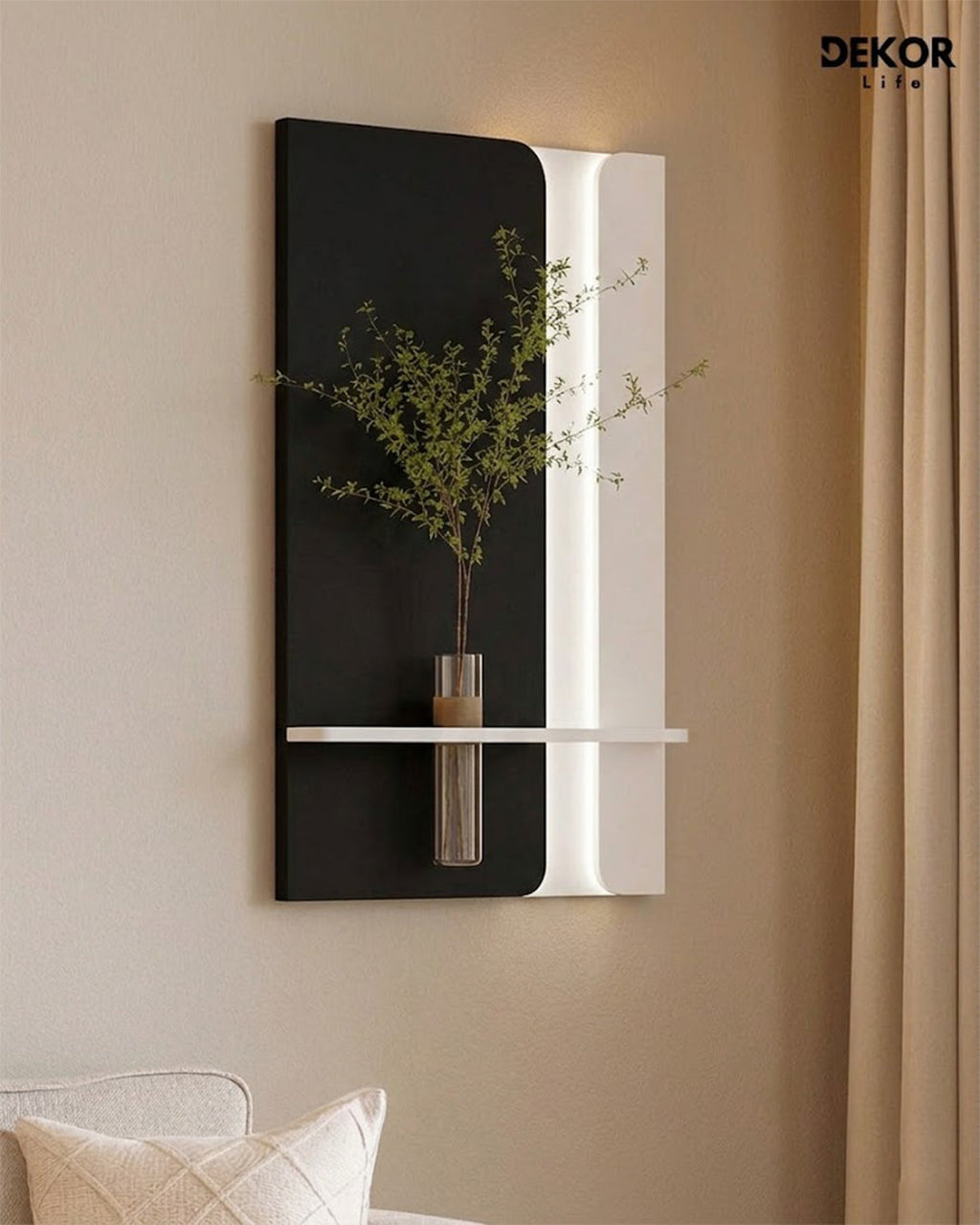 Dekor Fark 50x90 cm Oval LED'li Dekoratif Duvar Paneli - Gizli Aydınlatmalı - Model D058