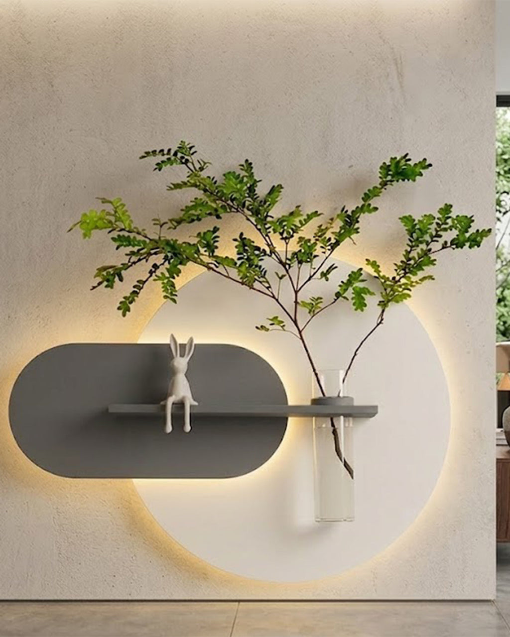 Dekor Fark 50x50 cm Oval LED'li Dekoratif Duvar Paneli - Gizli Aydınlatmalı - Model D026