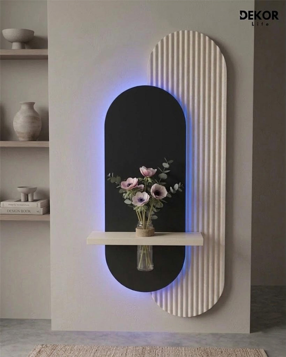 Dekor Fark 40x90 cm Oval LED'li Dekoratif Duvar Paneli - Gizli Aydınlatmalı - Model D017