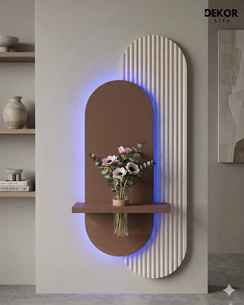 Dekor Fark 40x90 cm Oval LED'li Dekoratif Duvar Paneli - Gizli Aydınlatmalı - Model D006