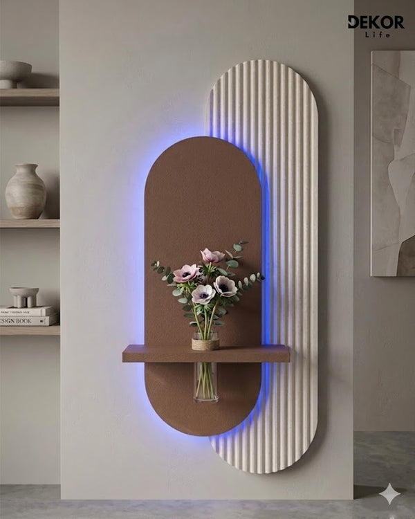 Dekor Fark 40x90 cm Oval LED'li Dekoratif Duvar Paneli - Gizli Aydınlatmalı - Model D006