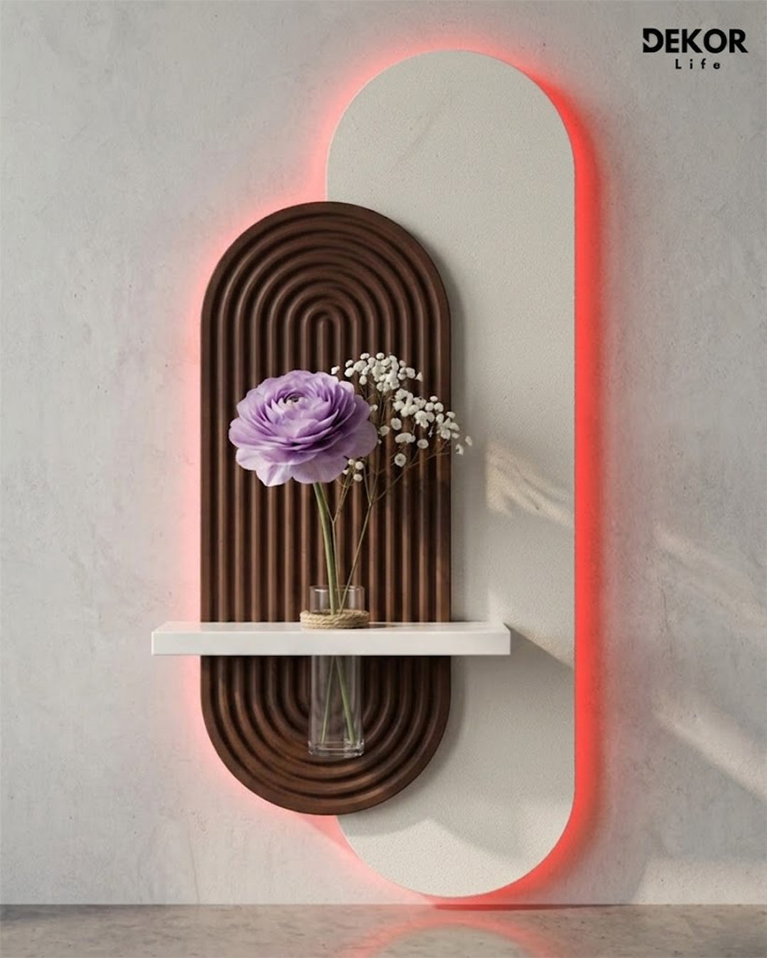 Dekor Fark 40x90 cm Oval LED'li Dekoratif Duvar Paneli - Gizli Aydınlatmalı - Model D020