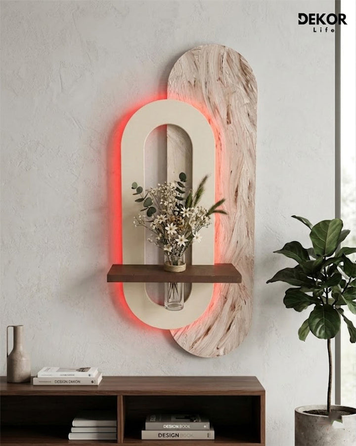 Dekor Fark 50x90 cm Oval LED'li Dekoratif Duvar Paneli - Gizli Aydınlatmalı - Model D052