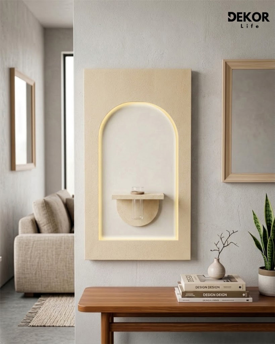 Dekor Fark 50x90 cm Oval LED'li Dekoratif Duvar Paneli - Gizli Aydınlatmalı - Model D045