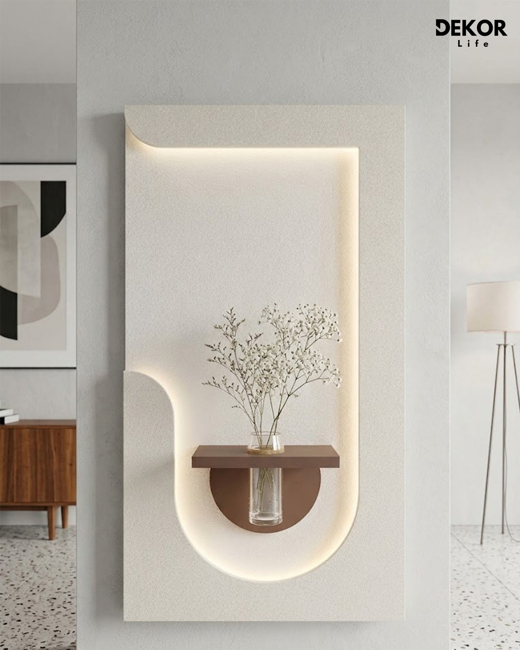 Dekor Fark 50x90 cm Oval LED'li Dekoratif Duvar Paneli - Gizli Aydınlatmalı - Model D042