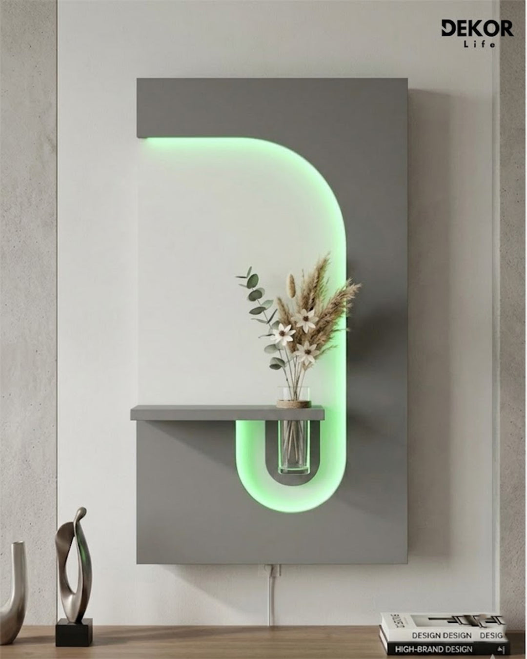 Dekor Fark 50x90 cm Oval LED'li Dekoratif Duvar Paneli - Gizli Aydınlatmalı - Model D056