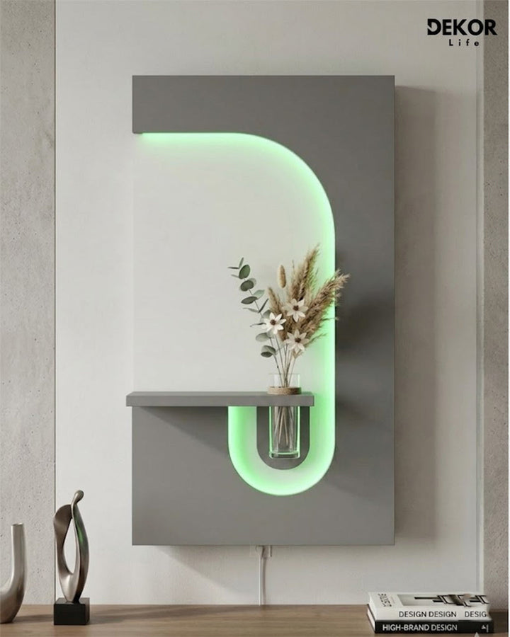 Dekor Fark 50x90 cm Oval LED'li Dekoratif Duvar Paneli - Gizli Aydınlatmalı - Model D056
