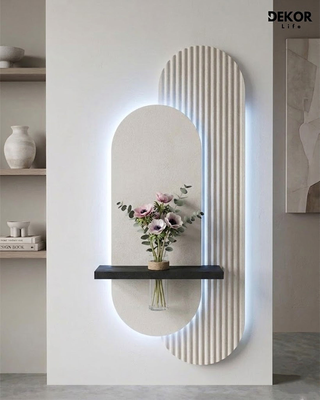 Dekor Fark 40x90 cm Oval LED'li Dekoratif Duvar Paneli - Gizli Aydınlatmalı - Model D009