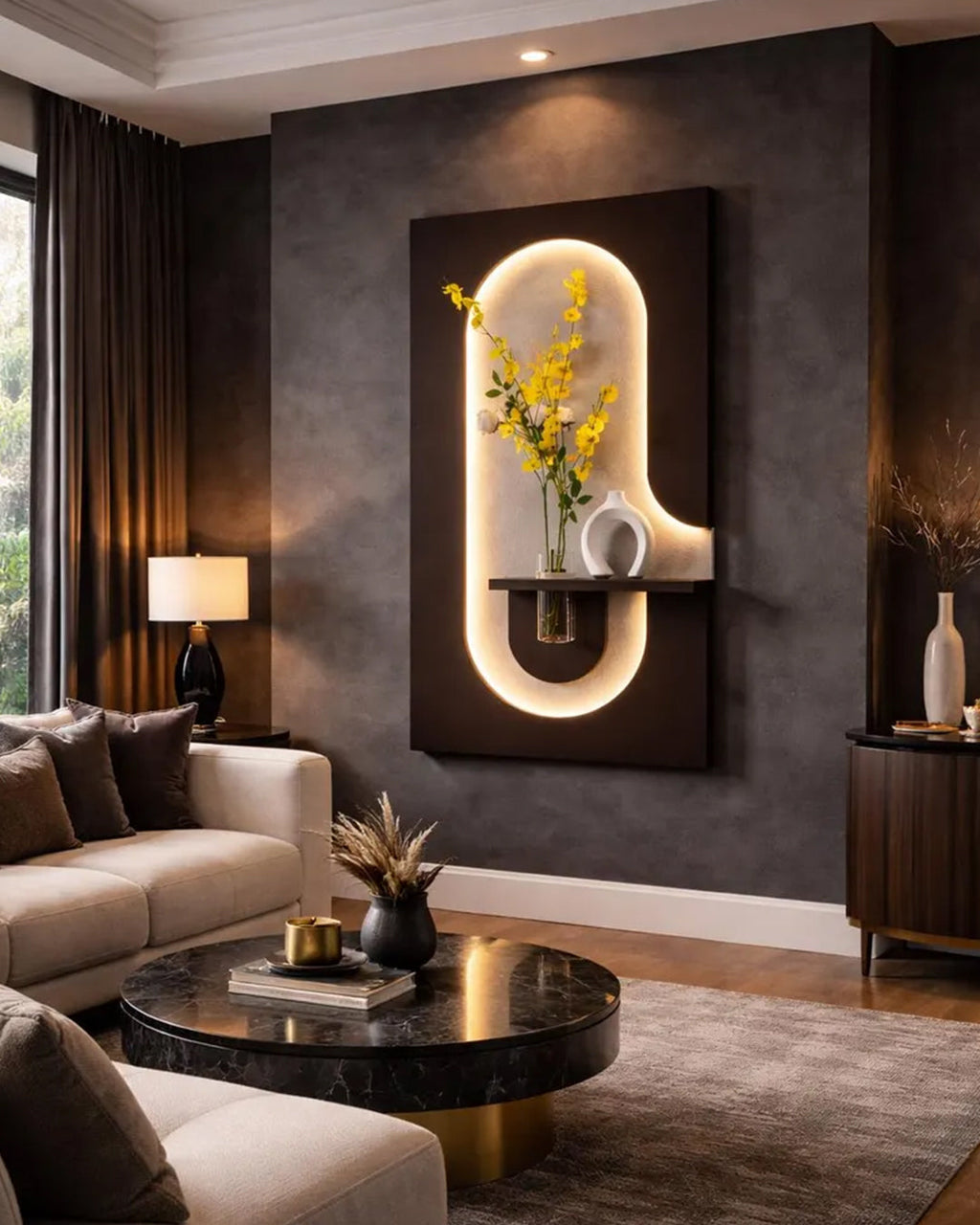 Dekor Fark 40x70 cm Pilli LED'li İskandinav Duvar Tablosu - Pütürlü Doku - Model D095