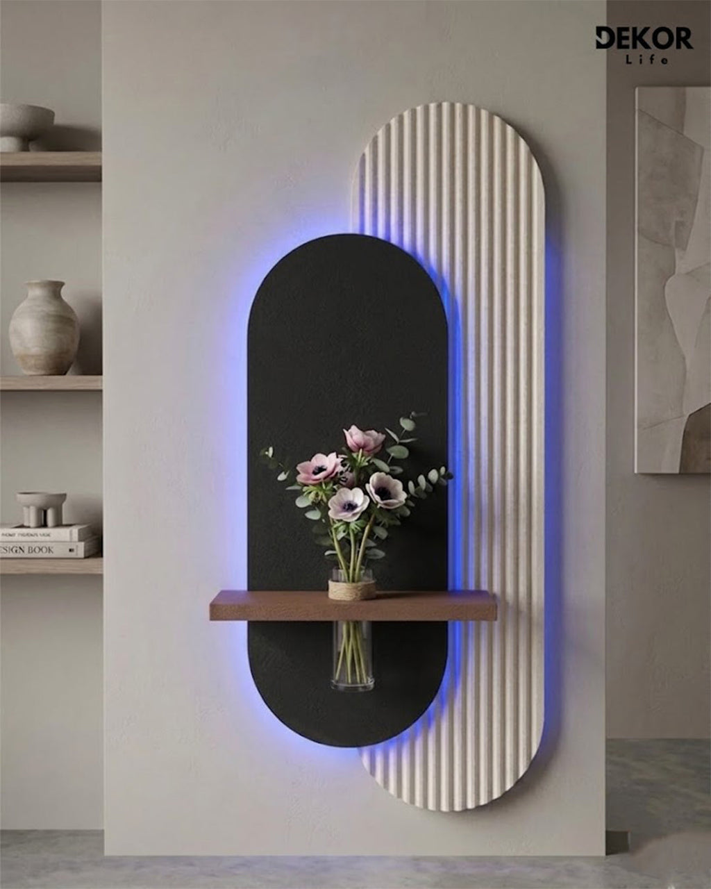 Dekor Fark 40x90 cm Oval LED'li Dekoratif Duvar Paneli - Gizli Aydınlatmalı - Model D011