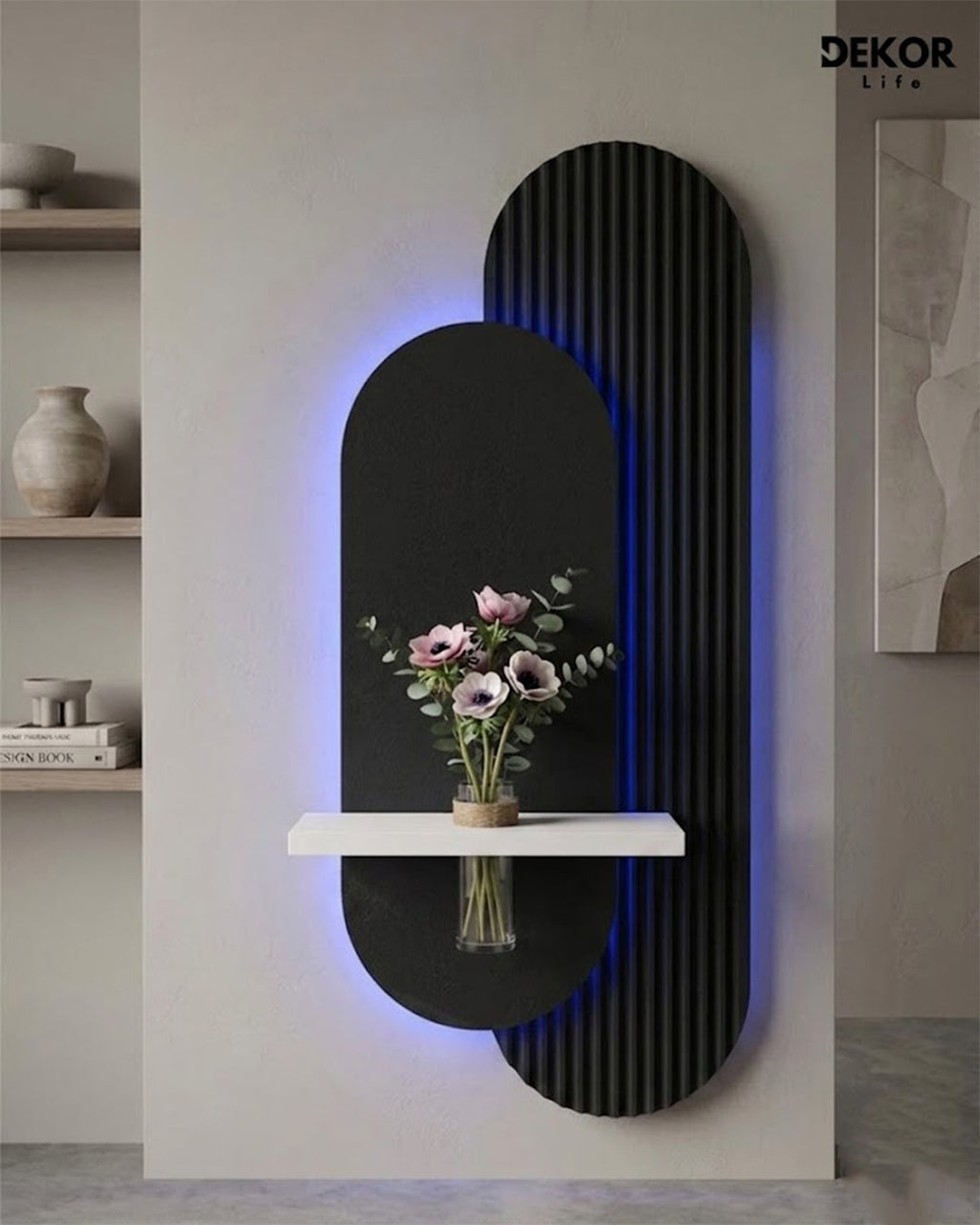 Dekor Fark 40x90 cm Oval LED'li Dekoratif Duvar Paneli - Gizli Aydınlatmalı - Model D012