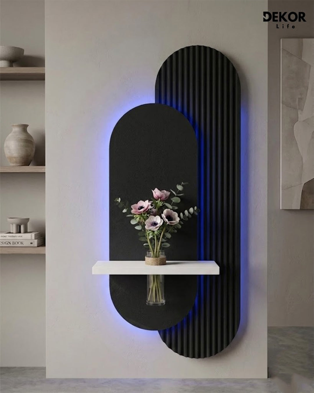 Dekor Fark 40x90 cm Oval LED'li Dekoratif Duvar Paneli - Gizli Aydınlatmalı - Model D012