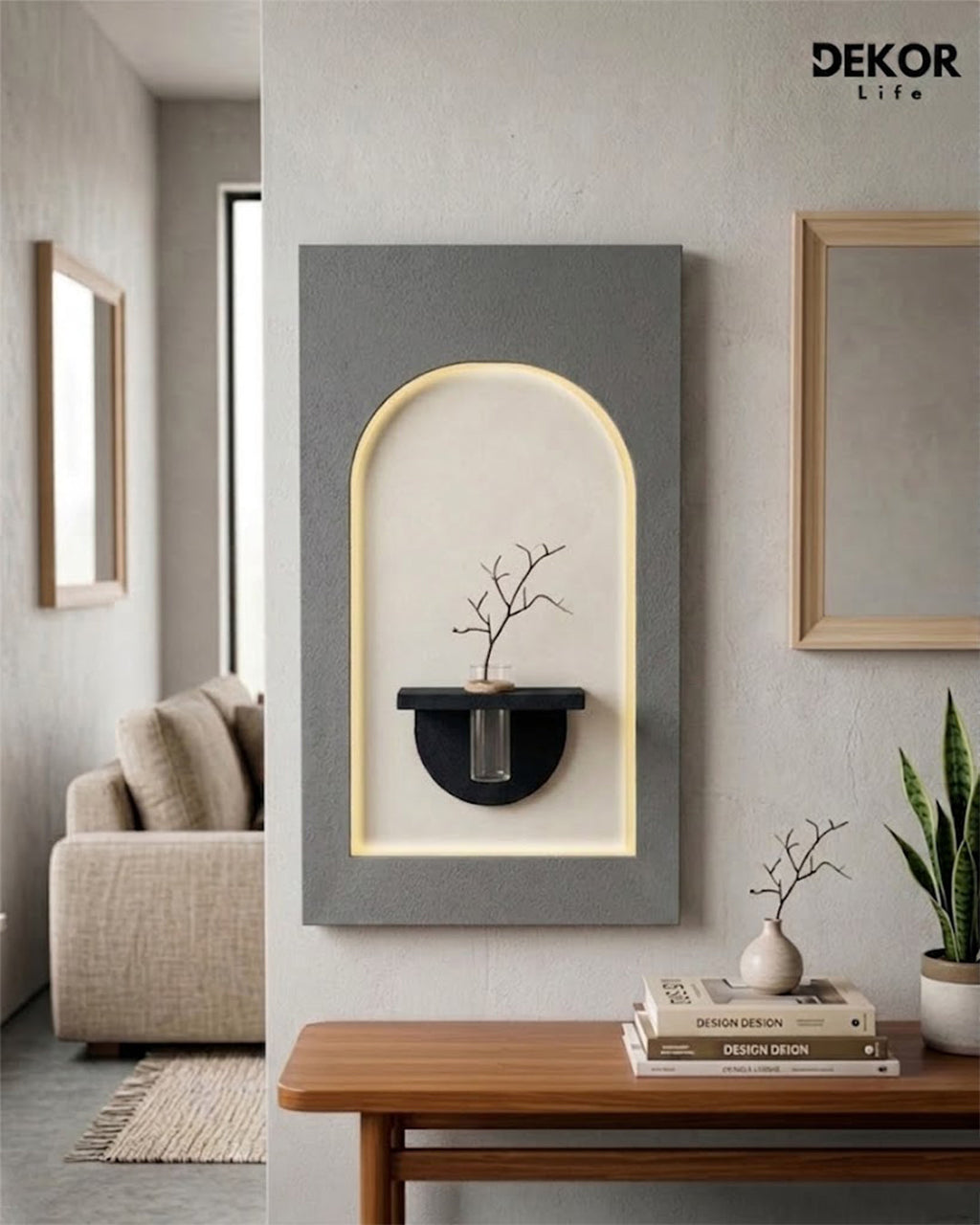 Dekor Fark 50x90 cm Oval LED'li Dekoratif Duvar Paneli - Gizli Aydınlatmalı - Model D047