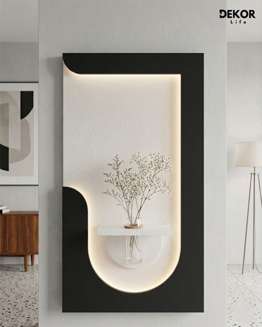 Dekor Fark 50x90 cm Oval LED'li Dekoratif Duvar Paneli - Gizli Aydınlatmalı - Model D050
