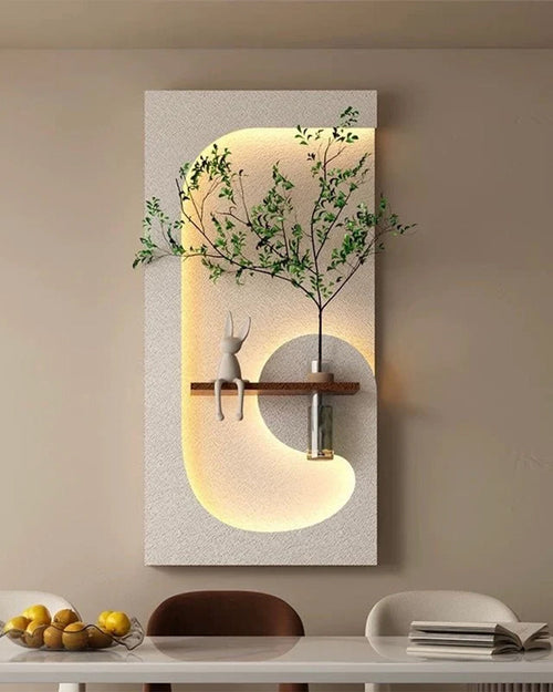 Dekor Fark 40x70 cm Pilli LED'li İskandinav Duvar Tablosu - Pütürlü Doku - Model D076