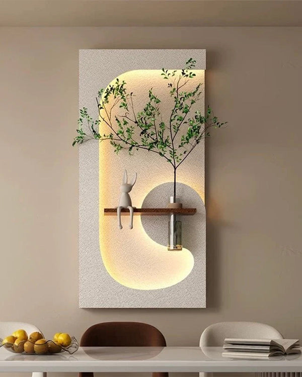 Dekor Fark 40x70 cm Pilli LED'li İskandinav Duvar Tablosu - Pütürlü Doku - Model D076