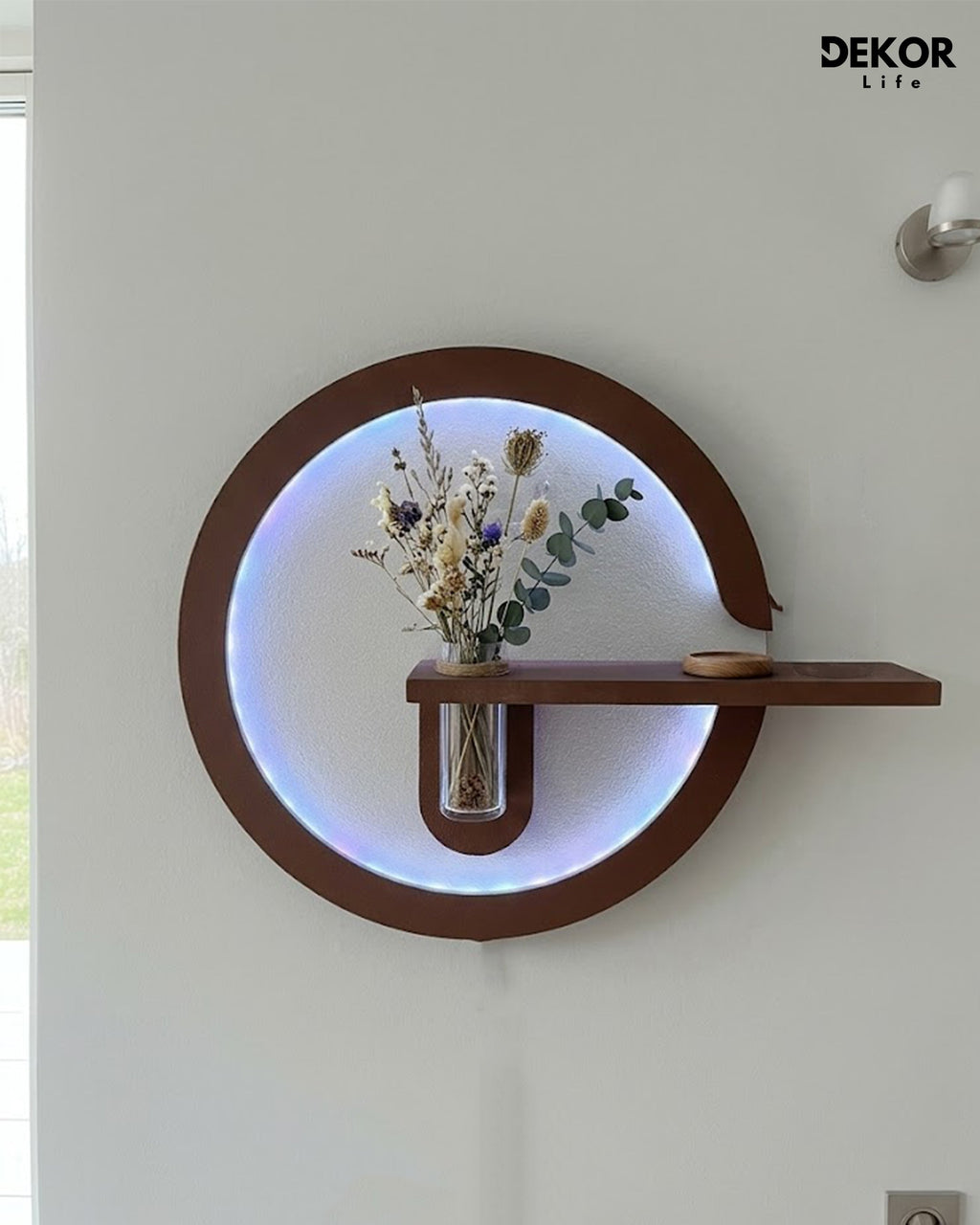 Dekor Fark 50x50 cm Oval LED'li Dekoratif Duvar Paneli - Gizli Aydınlatmalı - Model D027