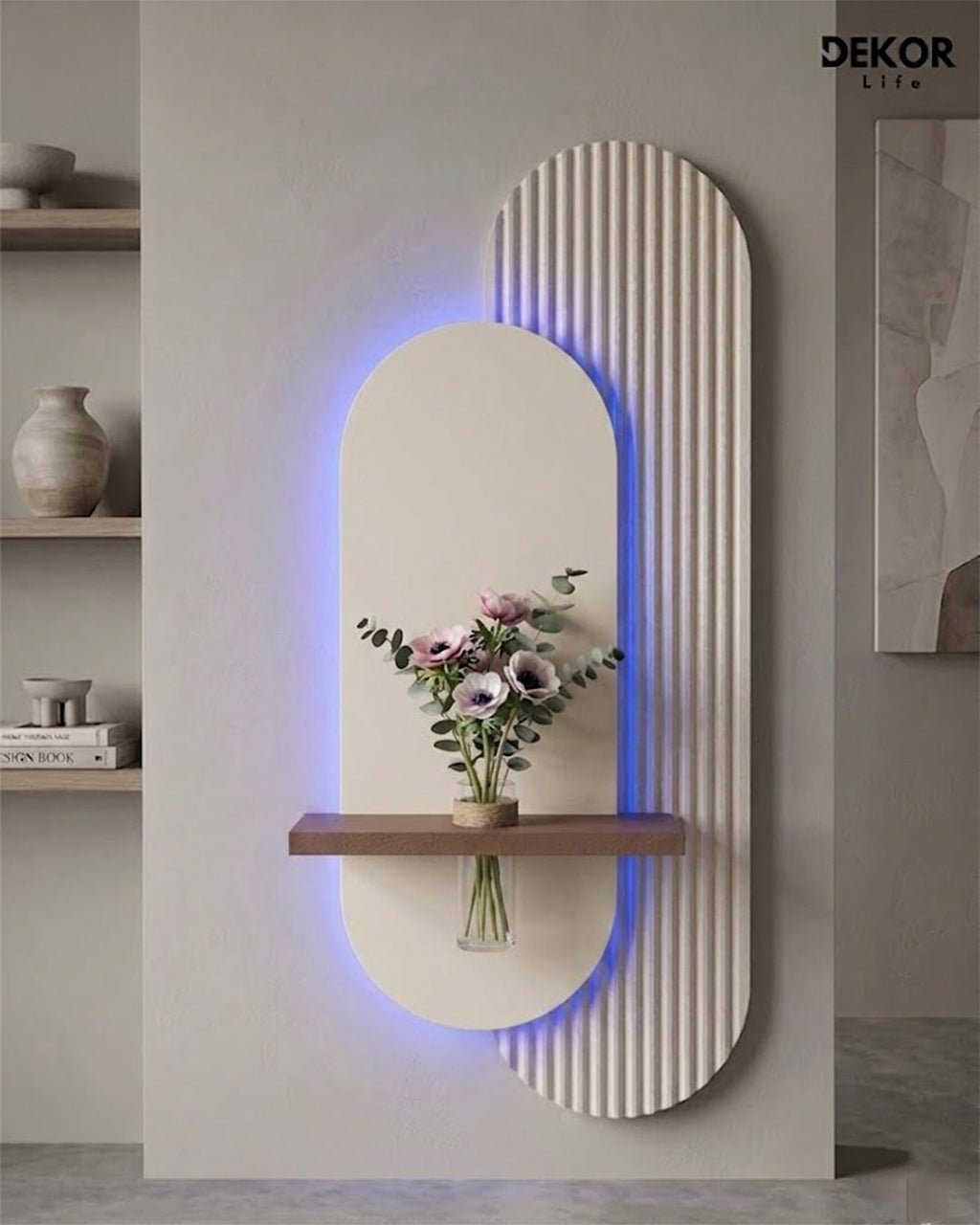 Dekor Fark 40x90 cm Oval LED'li Dekoratif Duvar Paneli - Gizli Aydınlatmalı - Model D016