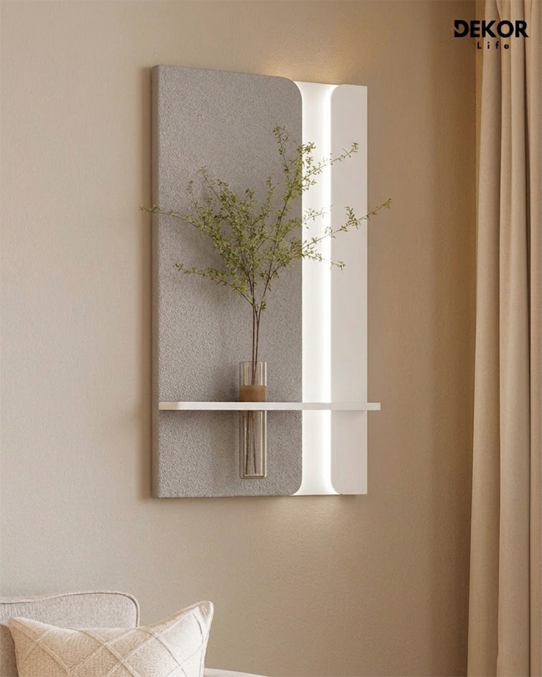 Dekor Fark 50x90 cm Oval LED'li Dekoratif Duvar Paneli - Gizli Aydınlatmalı - Model D059